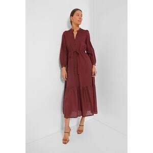 LOVE TOMAS BY EMERSON FRY Swiss Dots Burgundy Frances Dress 3 Size L NWT